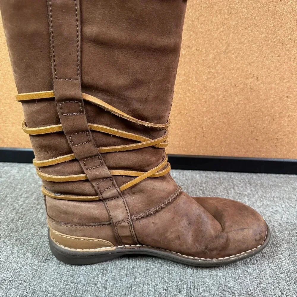 UGG Catalina Womens Size 8 Brown Leather Sheepskin Shearling Wrap Boots